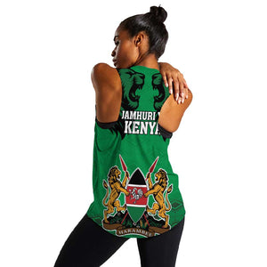 Afro Kenya National Heroes Day Women Racerback Tank Mashujaa With Lion Head And Coat Of Arms