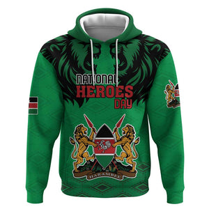 Afro Kenya National Heroes Day Zip Hoodie Mashujaa With Lion Head And Coat Of Arms