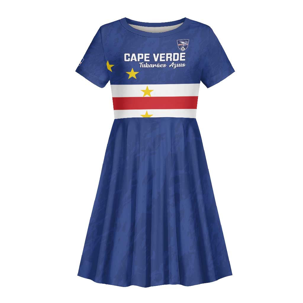 Cape Verde Football Go Champion Custom Kid Short Sleeve Dress Sporty Style - African Pride