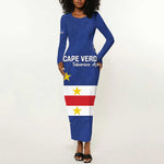 Cape Verde Football Go Champion Custom Long Sleeve Bodycon Dress Sporty Style - African Pride