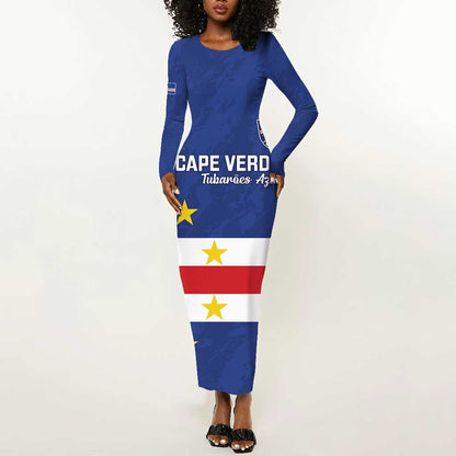 Cape Verde Football Go Champion Custom Long Sleeve Bodycon Dress Sporty Style - African Pride