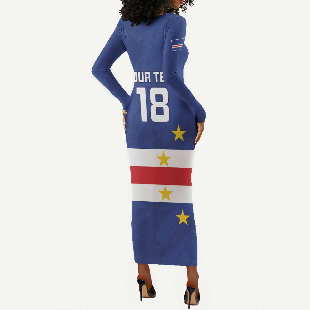 Cape Verde Football Go Champion Custom Long Sleeve Bodycon Dress Sporty Style - African Pride