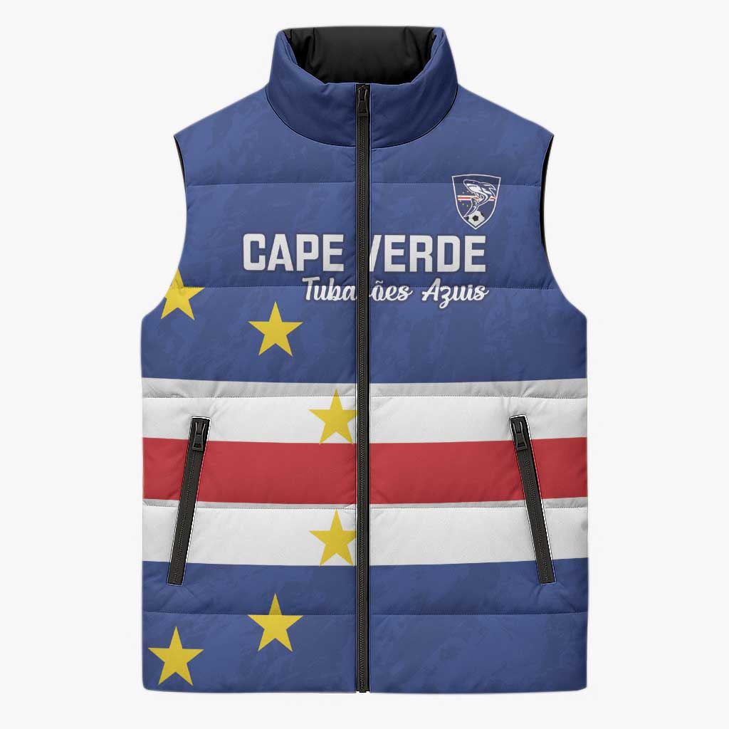 Cape Verde Football Go Champion Custom Sleeveless Puffer Jacket Sporty Style