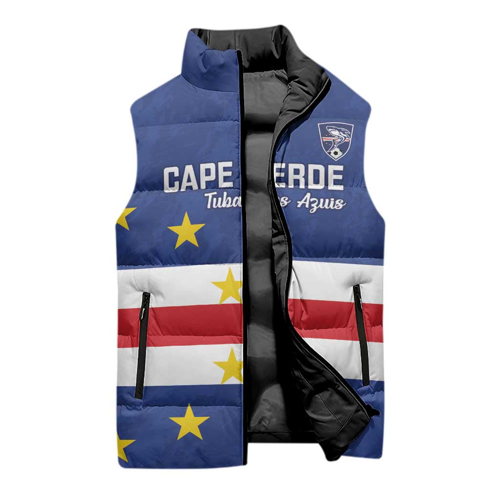 Cape Verde Football Go Champion Custom Sleeveless Puffer Jacket Sporty Style
