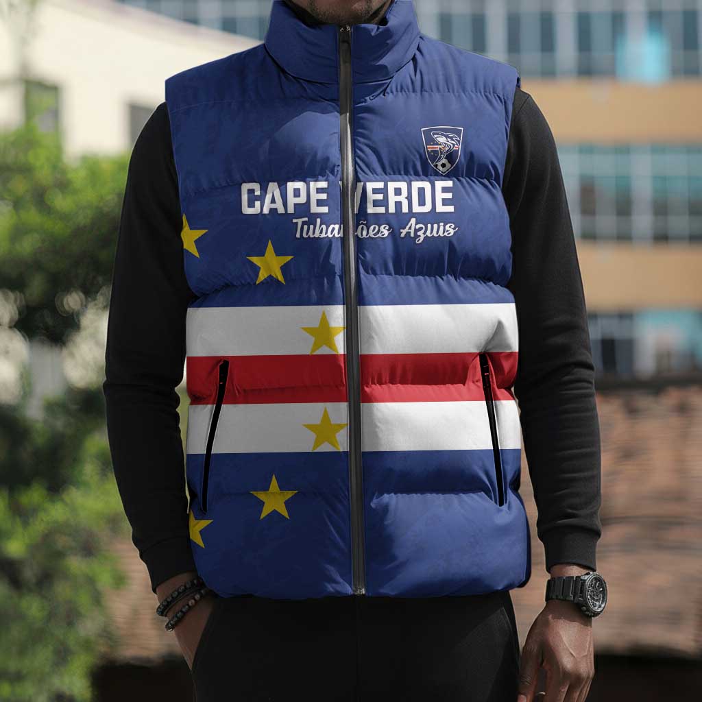 Cape Verde Football Go Champion Custom Sleeveless Puffer Jacket Sporty Style