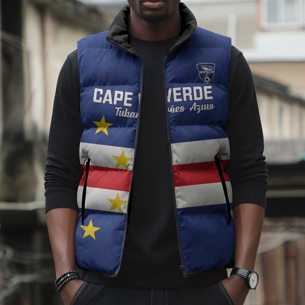 Cape Verde Football Go Champion Custom Sleeveless Puffer Jacket Sporty Style