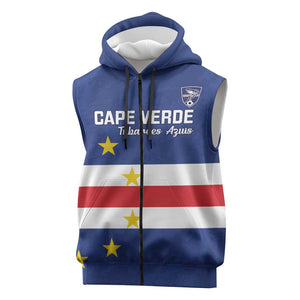 Cape Verde Football Go Champion Custom Sleeveless Zip Hoodie Sporty Style - African Pride