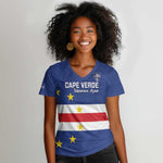 Cape Verde Football Go Champion Custom Women V-Neck T-Shirt Sporty Style - African Pride