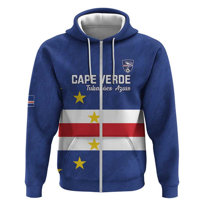 Cape Verde Football Go Champion Custom Zip Hoodie Sporty Style - African Pride