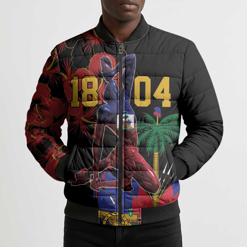 Afro-Haitians Negre Marron Bomber Puffer Jacket Libete Egalite Fratenite
