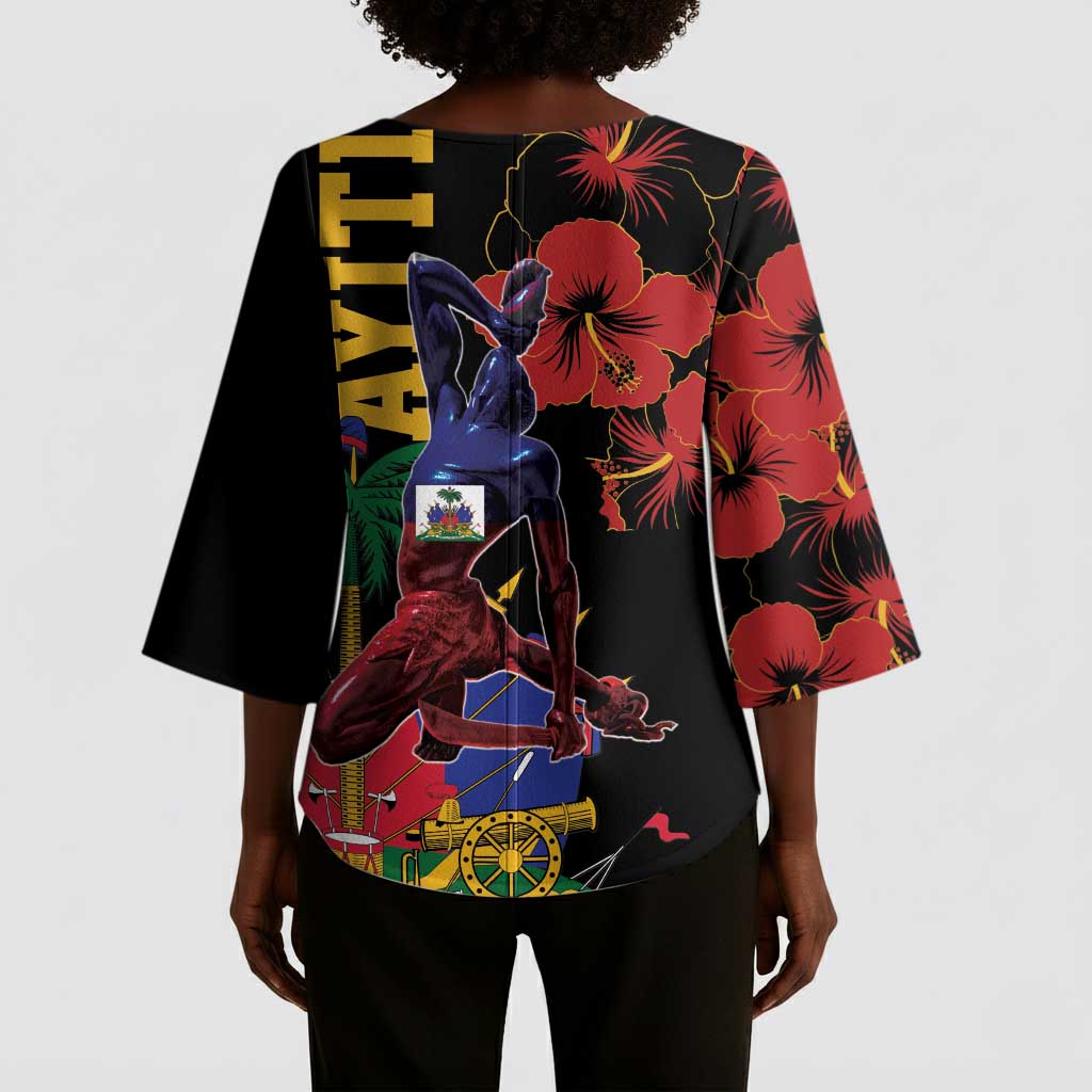 Afro-Haitians Negre Marron Kimono Sleeve Blouse Libete Egalite Fratenite