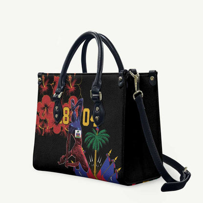 Afro-Haitians Negre Marron Leather Bag Libete Egalite Fratenite