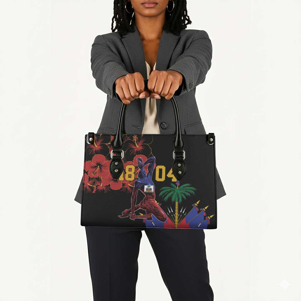 Afro-Haitians Negre Marron Leather Bag Libete Egalite Fratenite