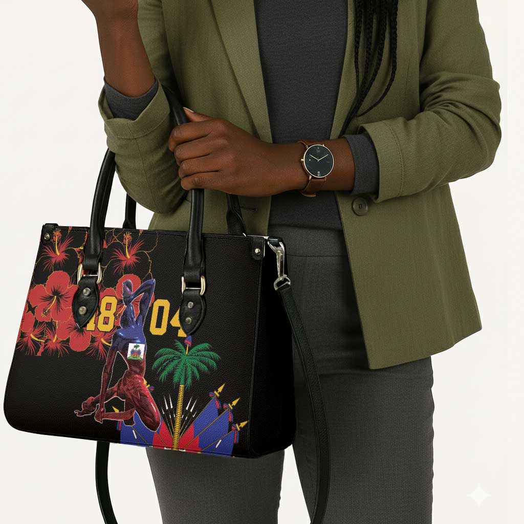 Afro-Haitians Negre Marron Leather Bag Libete Egalite Fratenite