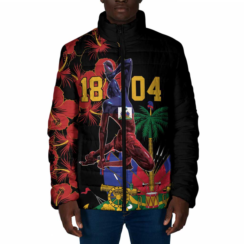 Afro-Haitians Negre Marron Padded Jacket Libete Egalite Fratenite