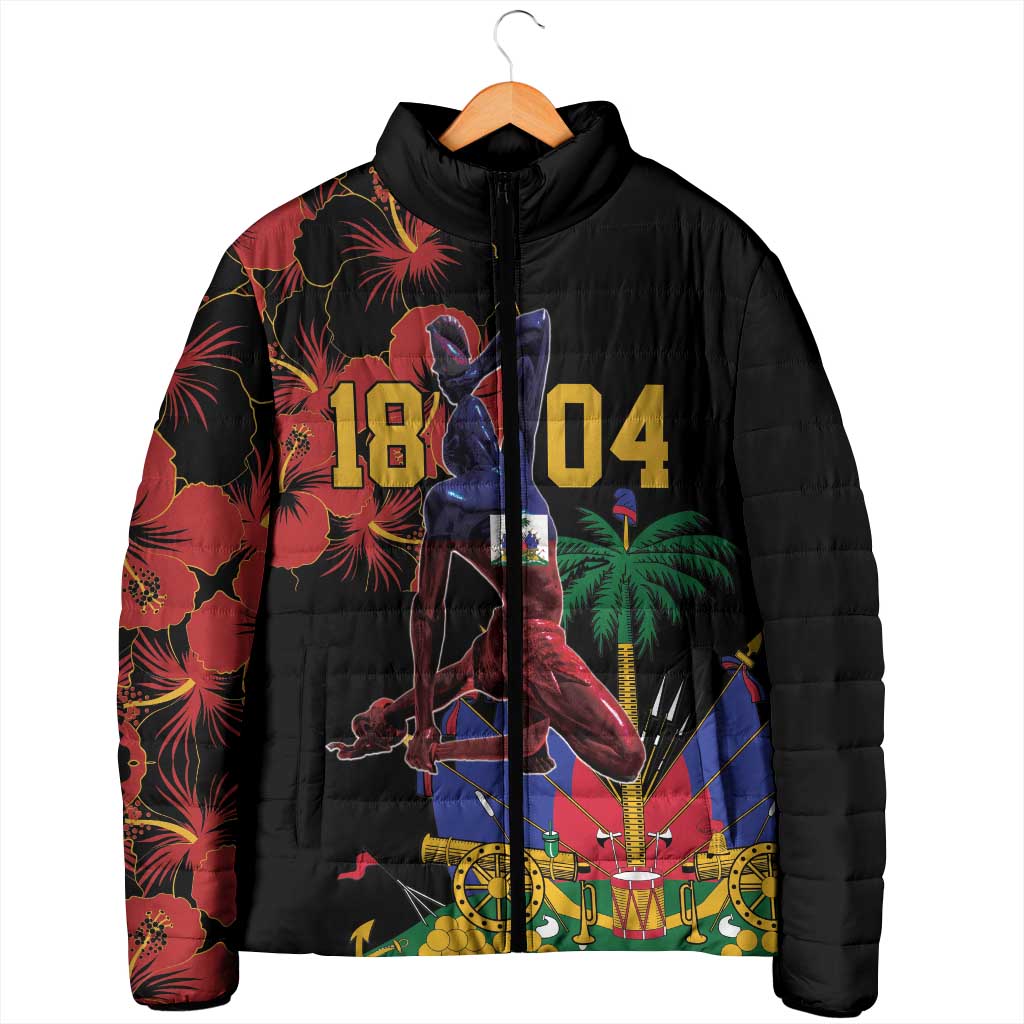 Afro-Haitians Negre Marron Padded Jacket Libete Egalite Fratenite