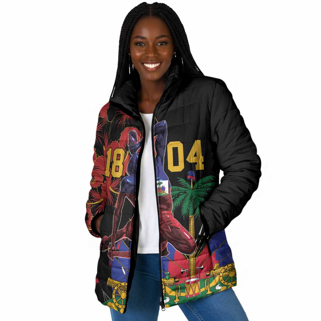 Afro-Haitians Negre Marron Padded Jacket Libete Egalite Fratenite