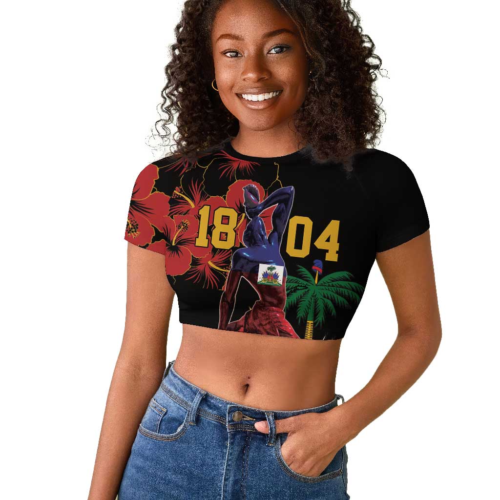 Afro-Haitians Negre Marron Raglan Cropped T shirt Libete Egalite Fratenite LT18
