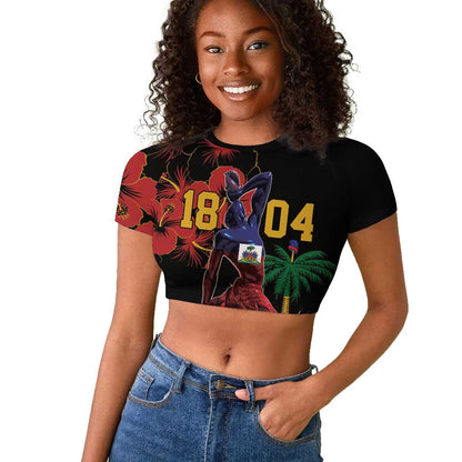 Afro-Haitians Negre Marron Raglan Cropped T shirt Libete Egalite Fratenite LT18