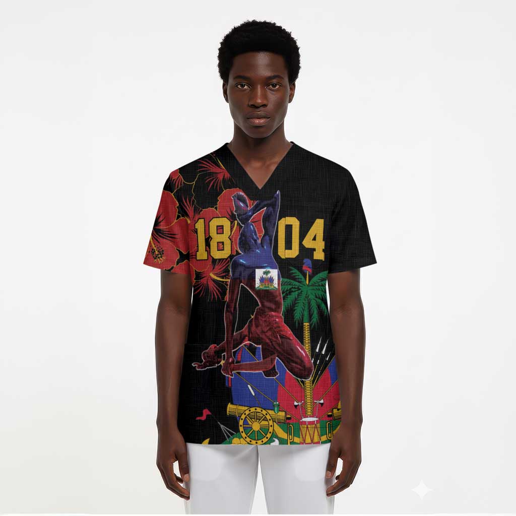 Afro-Haitians Negre Marron Scrub Top Libete Egalite Fratenite - African Pride