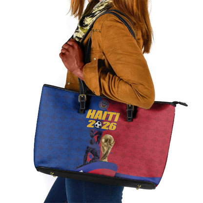 Afro-Haitians Football Leather Tote Bag Les Grenadiers 2026 World Football - African Pride