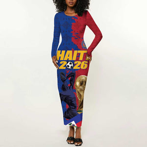 Custom Afro-Haitians Football Long Sleeve Bodycon Dress Les Grenadiers 2026 World Football - African Pride
