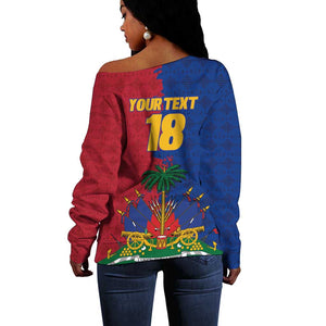 Custom Afro-Haitians Football Off Shoulder Sweater Les Grenadiers 2026 World Football - African Pride