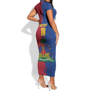 Custom Afro-Haitians Football Short Sleeve Bodycon Dress Les Grenadiers 2026 World Football - African Pride