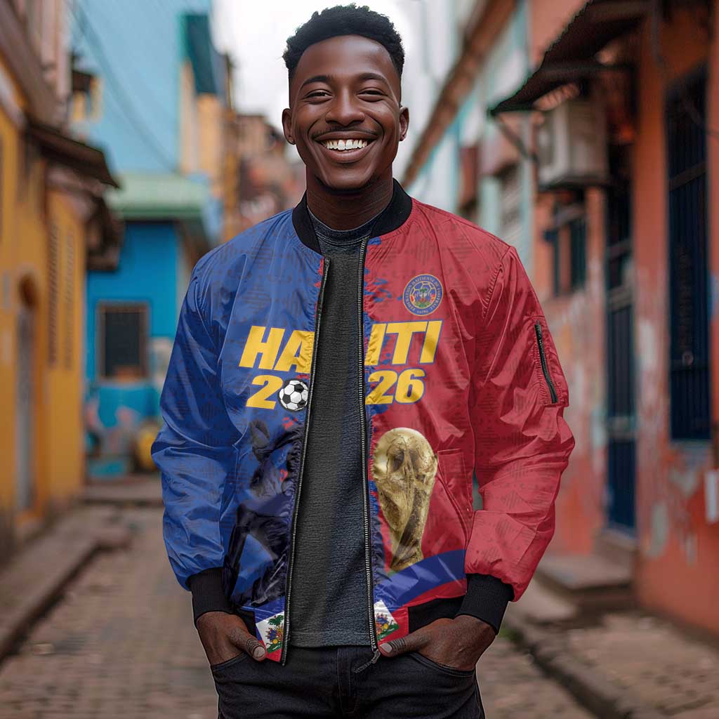 Custom Afro-Haitians Football Sleeve Zip Bomber Jacket Les Grenadiers 2026 World Football - African Pride