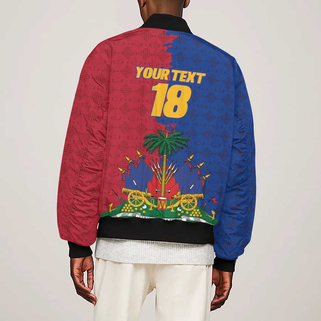 Custom Afro-Haitians Football Sleeve Zip Bomber Jacket Les Grenadiers 2026 World Football - African Pride