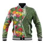 Afro Tropical Flowers Baseball Jacket Green Version LT18