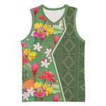 Afro Tropical Flowers Basketball Jersey Green Version LT18