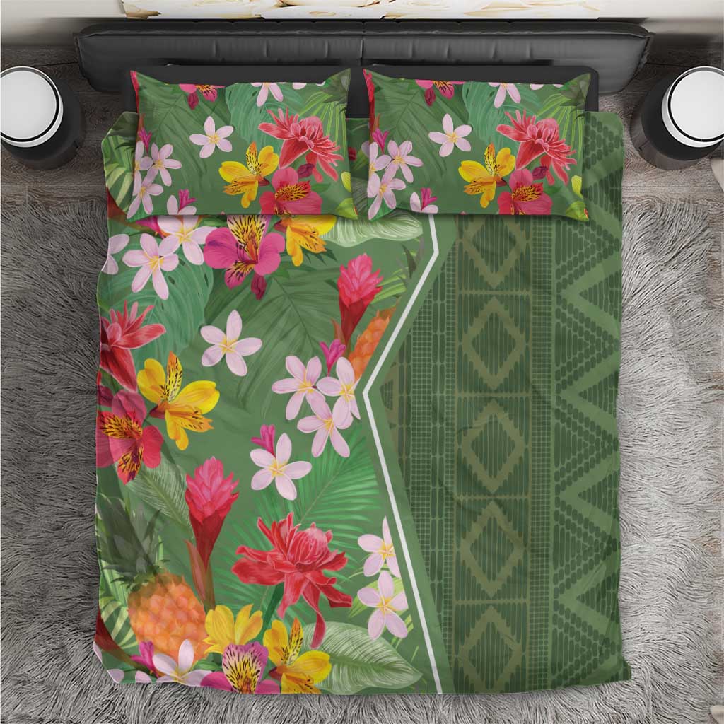 Afro Tropical Flowers Bedding Set Green Version