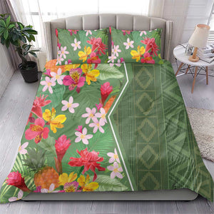 Afro Tropical Flowers Bedding Set Green Version