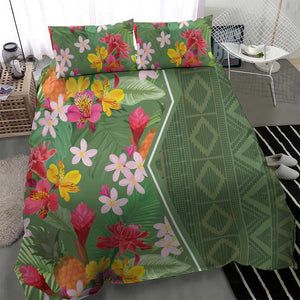 Afro Tropical Flowers Bedding Set Green Version