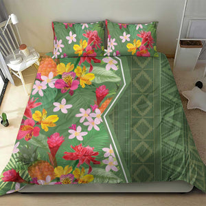 Afro Tropical Flowers Bedding Set Green Version