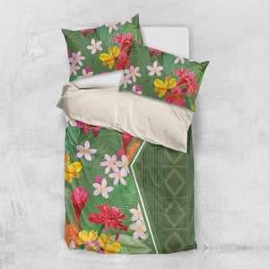 Afro Tropical Flowers Bedding Set Green Version