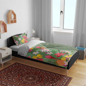 Afro Tropical Flowers Bedding Set Green Version