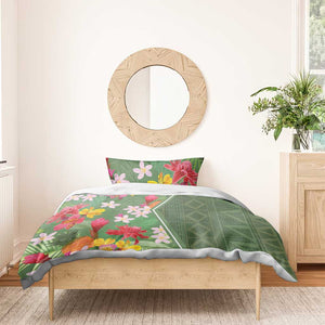 Afro Tropical Flowers Bedding Set Green Version