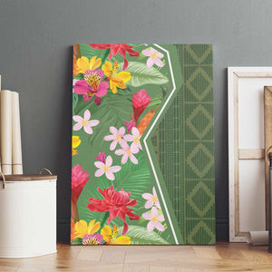 Afro Tropical Flowers Canvas Wall Art Green Version