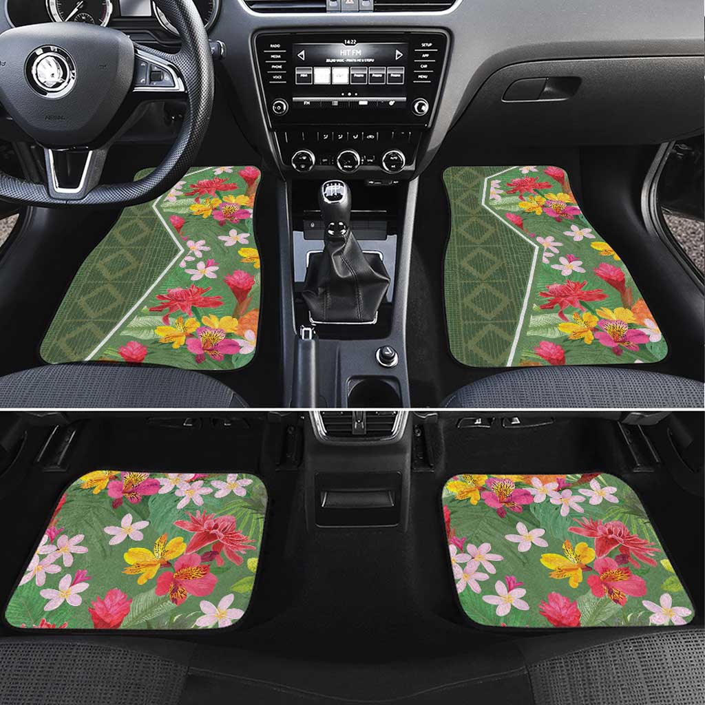 Afro Tropical Flowers Car Mats Green Version