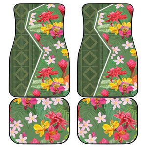 Afro Tropical Flowers Car Mats Green Version