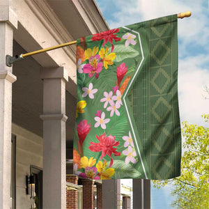 Afro Tropical Flowers Garden Flag Green Version