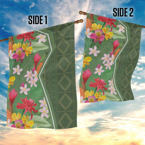 Afro Tropical Flowers Garden Flag Green Version