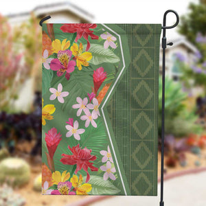 Afro Tropical Flowers Garden Flag Green Version