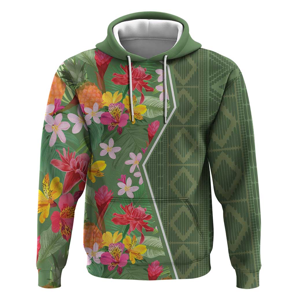 Afro Tropical Flowers Hoodie Green Version