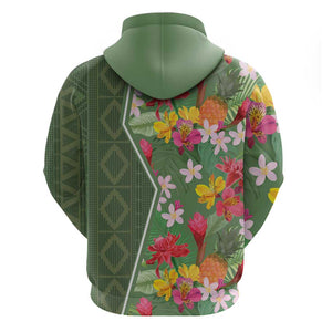 Afro Tropical Flowers Hoodie Green Version