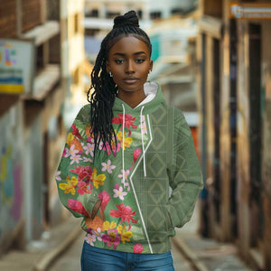 Afro Tropical Flowers Hoodie Green Version