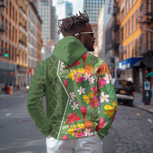 Afro Tropical Flowers Hoodie Green Version