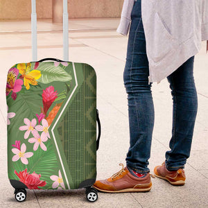 Afro Tropical Flowers Luggage Cover Green Version